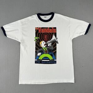 Vtg 1997 The Vandals The Quickening Shirt Size XL White Double Sided Ringer Band